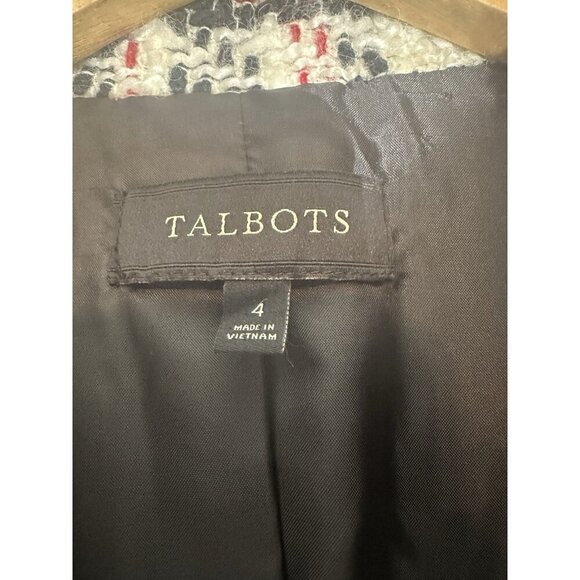 Talbots Tweed Wool Blend Blazer Jacket Red/Black/White Size 4 - Picture 3 of 16